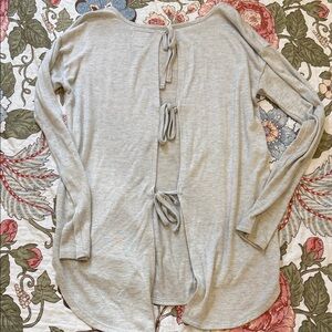 Aerie Light Gray Tie-Back Sweatshirt